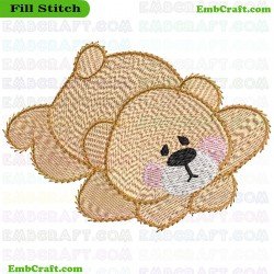 A Small Bear Lying On His Belly Embroidery Design 10