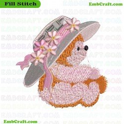 Adorable Hedgehog In A Flowered Hat Embroidery Design 8