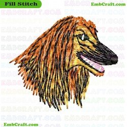 Afghan Hound Head Embroidery Design 463