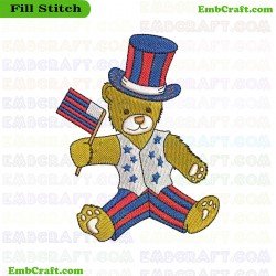 American Patriotic Bear Embroidery Design 88