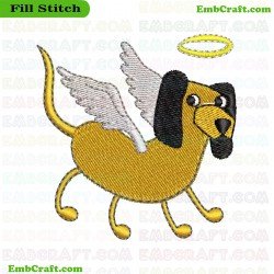 Angel Dog Embroidery Design 153