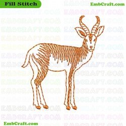 Antelope Drawing Embroidery Design 96