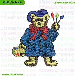 Artist Bear Embroidery Design 475