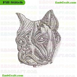 Artistic Line Pattern Dog Face Embroidery Design 277