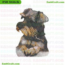 Artistic Representation Of A Dog Embroidery Design 222