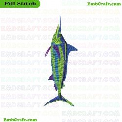 Artistic Representation Of A Spearfish Embroidery Design 65