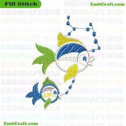 Astrological Fish Embroidery Design 126