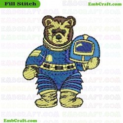 Astronaut Bear Embroidery Design 476