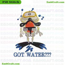 Astronaut Frog Asking About Water Embroidery Design 4