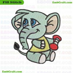 Athletic Elephant Embroidery Design 2