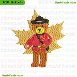 Autumn Attire Bear Embroidery Design 432