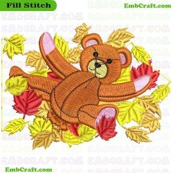 Autumn Bear Embroidery Design 109