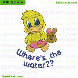 Awaiting Swim Time Duck Embroidery Design 7