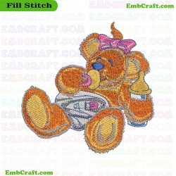 Baby Bear With Child Accessories Embroidery Design 763