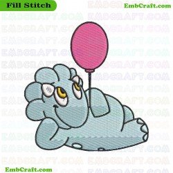 Baby Dinosaur Holding Balloon Embroidery Design 20