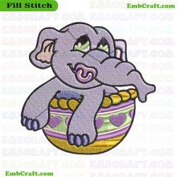 Baby Elephant Embroidery Design 1