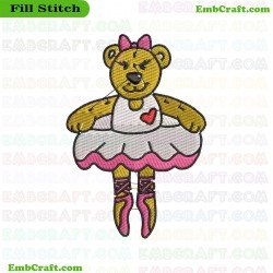 Ballerina Bear Embroidery Design 2