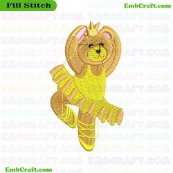 Ballet Bear Embroidery Design 408