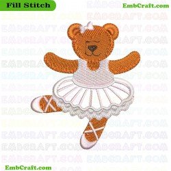 Ballet Bear Embroidery Design 722