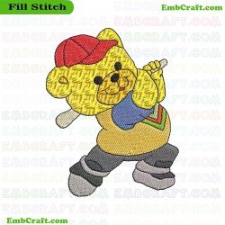 Baseball Bear Embroidery Design 45