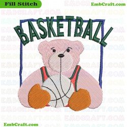 Basketball Bear Embroidery Design 741