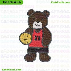 Basketball Player Bear Embroidery Design 322