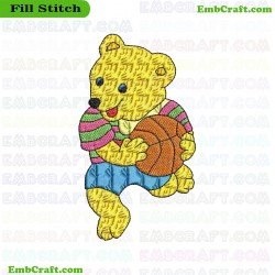 Basketball Playing Bear Embroidery Design 279