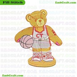 Basketball Playing Bear Embroidery Design 581