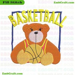 Basketball Playing Bear Embroidery Design 916