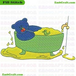 Bath Time Bear Embroidery Design 2