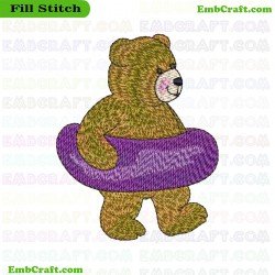 Beach Bear Embroidery Design 3