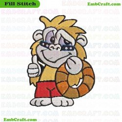 Beach Monkey Embroidery Design 1