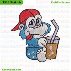 Beach Monkey Embroidery Design 5