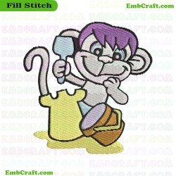 Beach Monkey Playing In Sand Embroidery Design 9