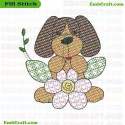 Beagle Amidst Flowers Embroidery Design 4