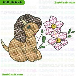 Beagle And Flowers Embroidery Design 10