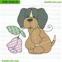 Beagle And Flowers Embroidery Design 3