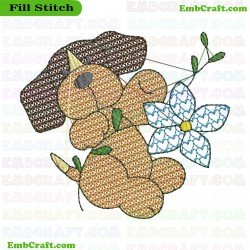 Beagle And Flowers Embroidery Design 6