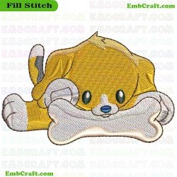 Beagle Puppy With Bone Embroidery Design 3