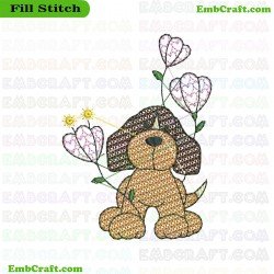 Beagle With Flowers Embroidery Design 5