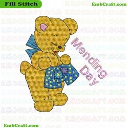 Bear And Mending Day Embroidery Design 511