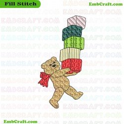 Bear Carrying Colorful Gifts Embroidery Design 202