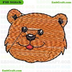 Bear Face Embroidery Design 125