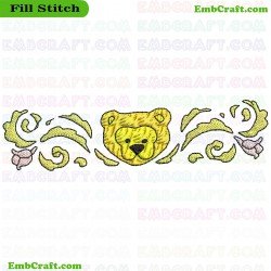 Bear Face Embroidery Design 275