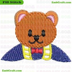 Bear Face Embroidery Design 357