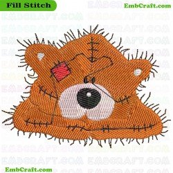 Bear Face Embroidery Design 738