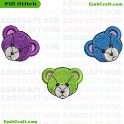 Bear Face Embroidery Design 778