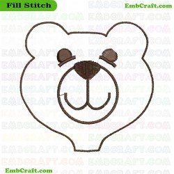 Bear Face Embroidery Design 813