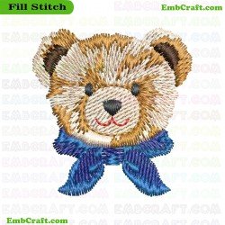 Bear Face Embroidery Design 914