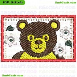 Bear Face Embroidery Design 92